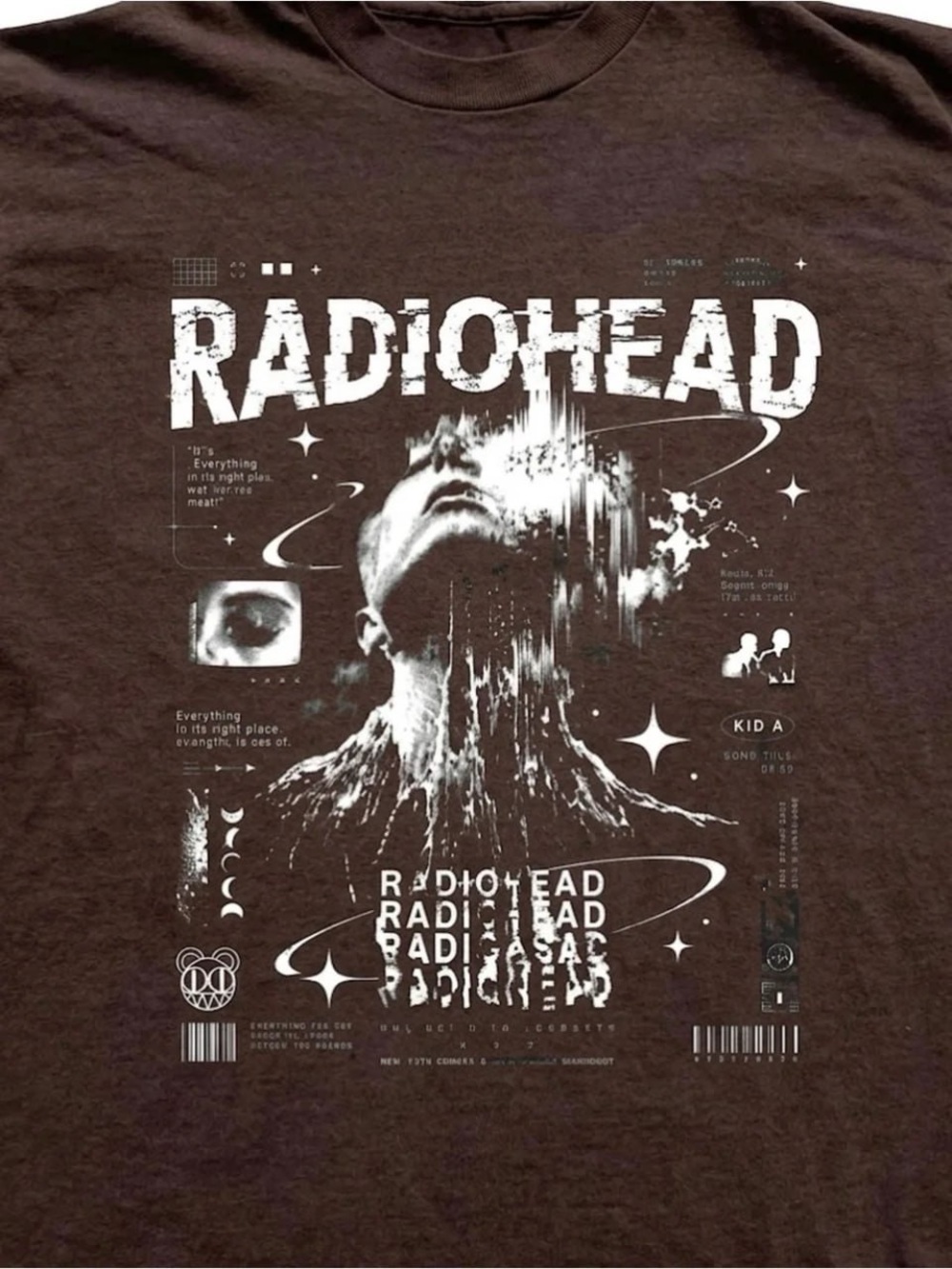 Gildan Brown Radiohead Graphic Tee, Music Fan Shirt - Picture 2 of 3